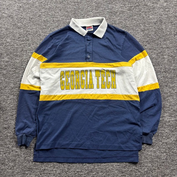 Nutmeg Other - Vintage 1990s Nutmeg Georgia Tech Rugby Polo Long Sleeve Blue Size Large